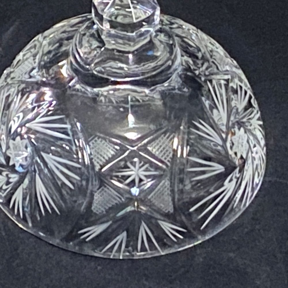 Eleanor American Cut Round Glass Cover Butter/Cheese Dish Pinwheel Fan Stars - Picture 11 of 11